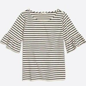 J. Crew Factory Striped Ruffle Cotton Top Sz XS